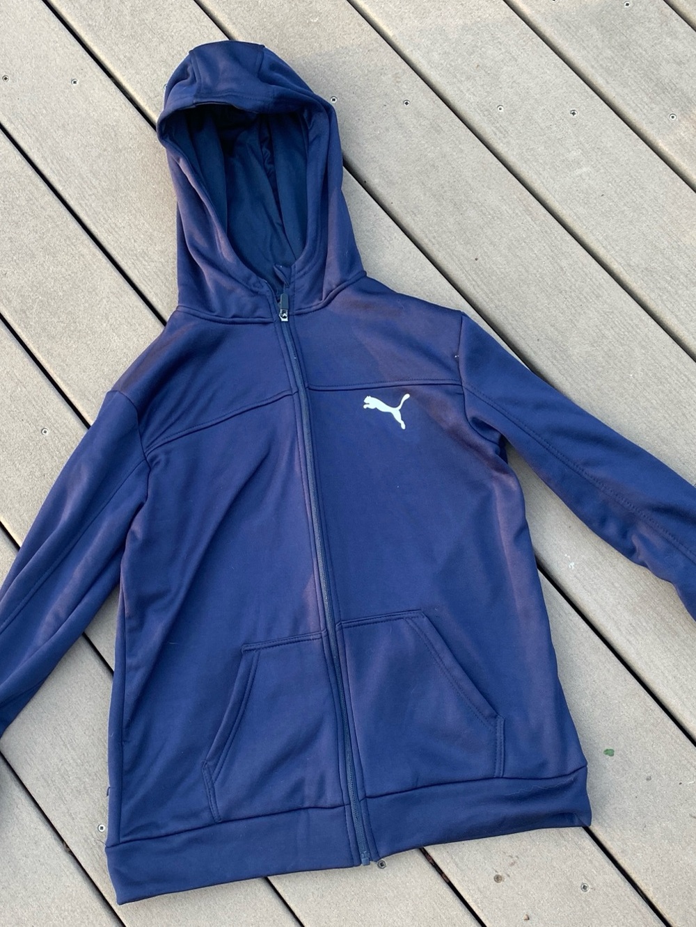 Puma Kids Navy Blue Full-Zip Hoodie Jacket